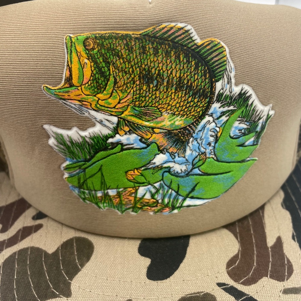 Vintage Bass Fishing Trucker Hat Bundle Camo Tan Snapback Mesh 3pc Set - Picture 4 of 10